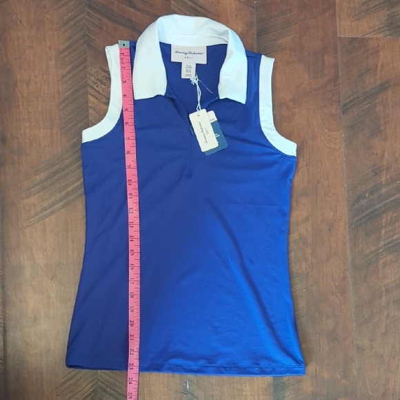 NWT Tommy Bahama Golf Blue and White Sleeveless Half Zip Polo, US XS - Picture 8 of 8